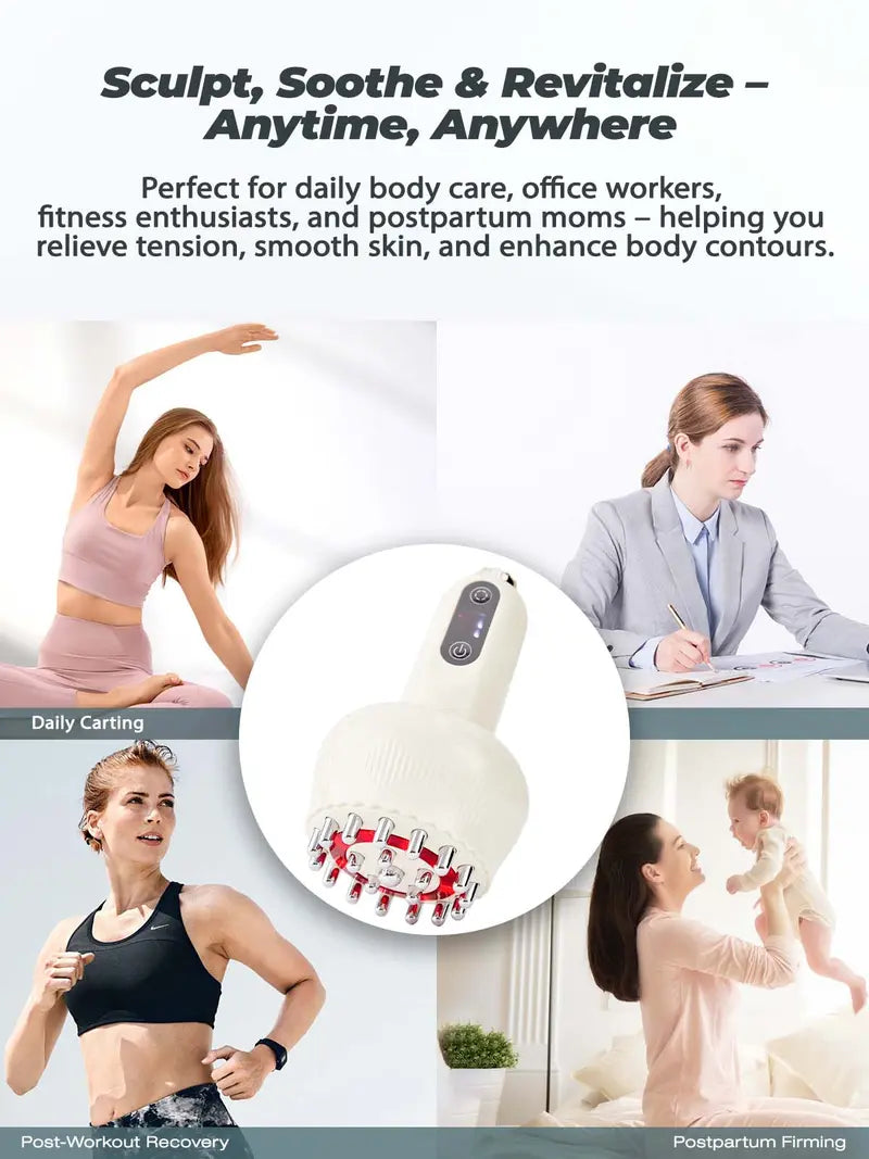4-in-1 Handheld Massager with Heat, Vibration, Microcurrent & Light Therapy – Professional Lymphatic Drainage & Circulation Device