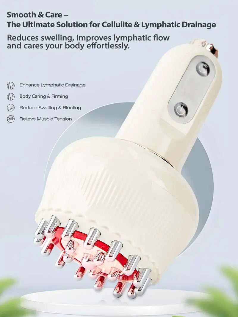 4-in-1 Handheld Massager with Heat, Vibration, Microcurrent & Light Therapy – Professional Lymphatic Drainage & Circulation Device