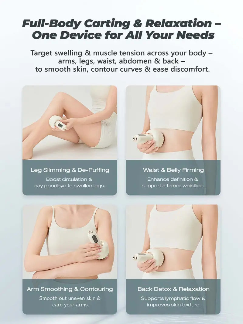 4-in-1 Handheld Massager with Heat, Vibration, Microcurrent & Light Therapy – Professional Lymphatic Drainage & Circulation Device