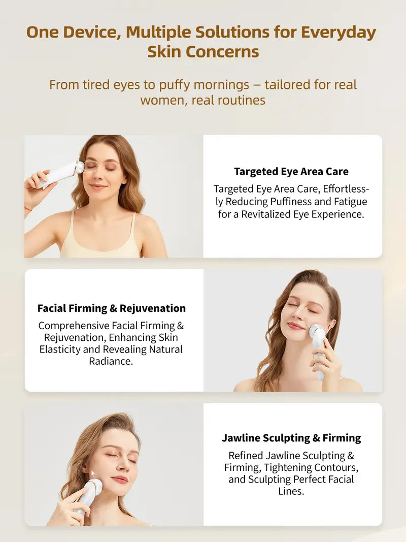 6-in-1 Facial Device: Microcurrent, 5-Color Light Therapy, Heat & Cooling for Face, Eye & Neck Lift