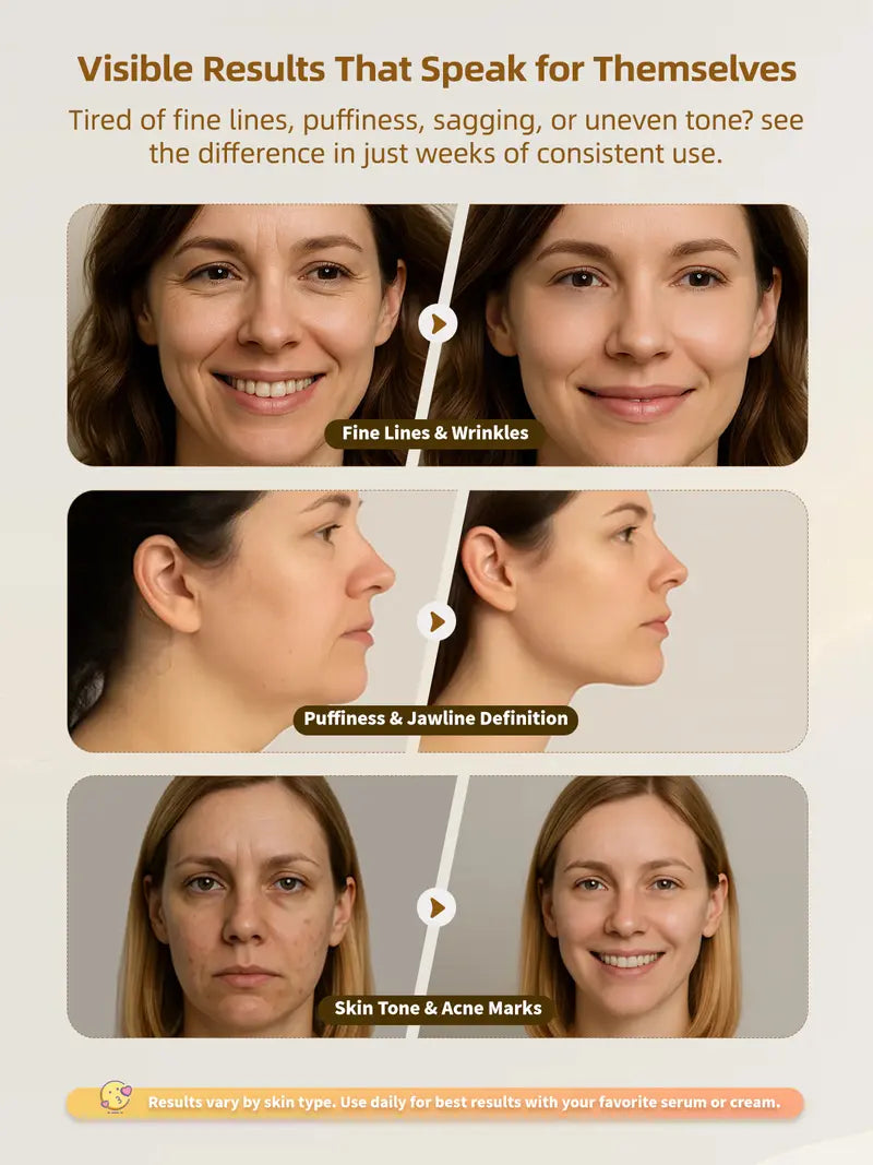 6-in-1 Facial Device: Microcurrent, 5-Color Light Therapy, Heat & Cooling for Face, Eye & Neck Lift