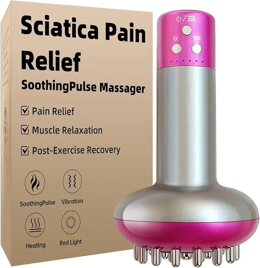 Deep Tissue Pulse Device with Red Light & Heat – Professional Relief for Sciatica, Back & Nerve Pain, Portable