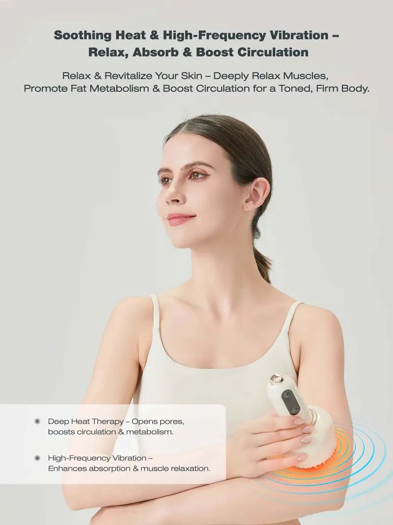 4-in-1 Handheld Massager with Heat, Vibration, Microcurrent & Light Therapy – Professional Lymphatic Drainage & Circulation Device